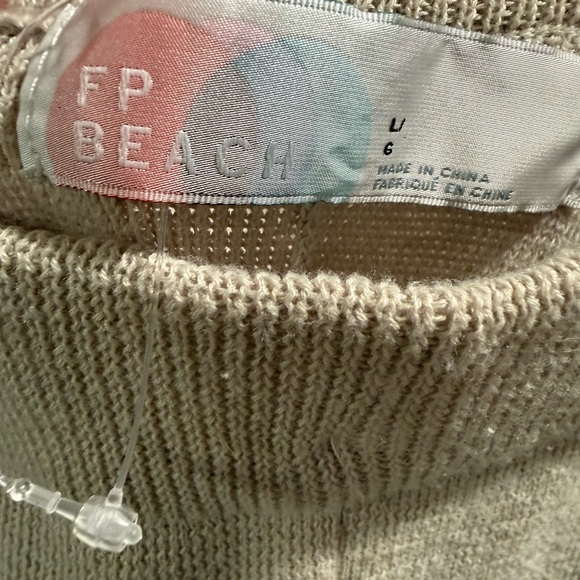 Free People Cream Wide-Leg Pants Freya Nit LARGE - Picture 6 of 6